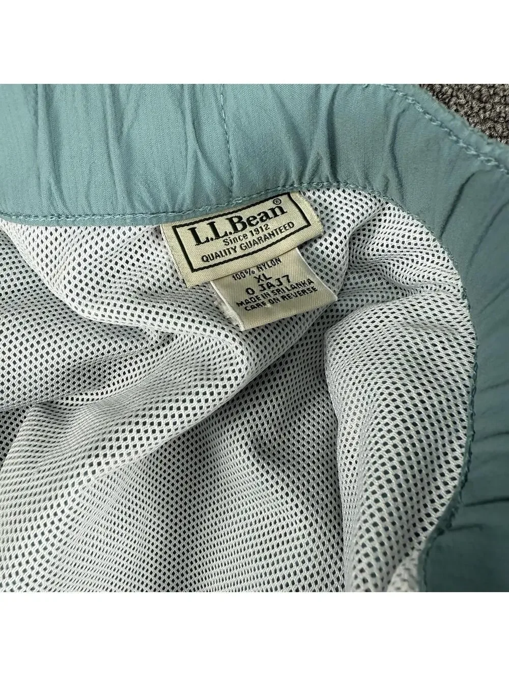 Vintage L.L. Bean Board Shorts Mens XL Teal Solid A0JAJ7 Mesh Lined - Picture 4 of 8